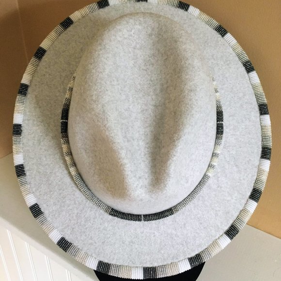 Indigenous Beaded Fedora Hat with Beaded Rope Hat Band/Necklace - Picture 3 of 7